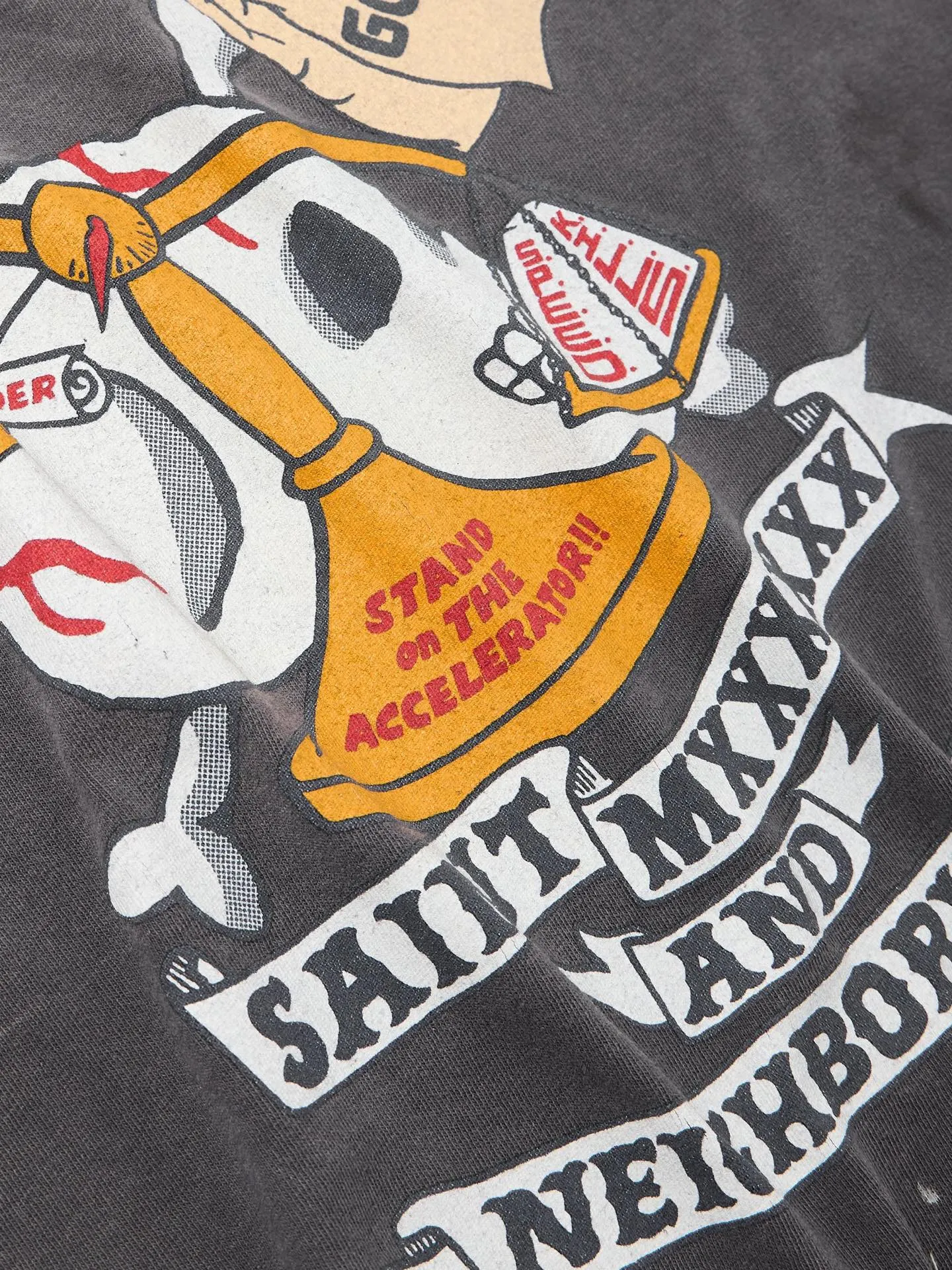 SAINT Mxxxxxx × NEIGHBORHOOD STHD . SS TEE PRAY/BLK NBHD Shinsuke Takizawa co-branded model Praying scale tee Washed black S-XL SAINT HOOD theme co-branded capsule series Garment dyeing Rewashing water fading Destroying graffiti Simulating natural distressed effect Top printing technology Washing treatment Correct version Customized joint main mark/wash mark/cherub mark